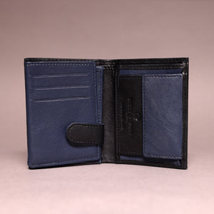 Biggs & Bane Men's Trifold Black & Navy Leather Wallet