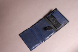 Biggs & Bane Men's Trifold Black & Navy Leather Wallet