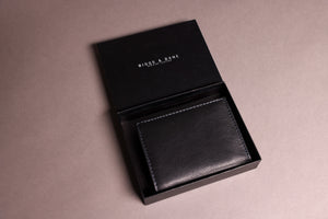 Biggs & Bane Men's Trifold Black & Navy Leather Wallet