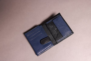 Biggs & Bane Men's Trifold Black & Navy Leather Wallet