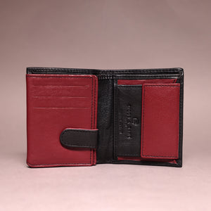 Biggs & Bane Men's Trifold Black & Burgundy Leather Wallet