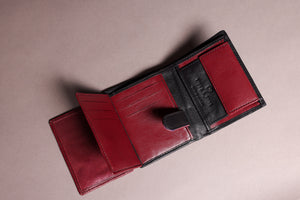 Biggs & Bane Men's Trifold Black & Burgundy Leather Wallet