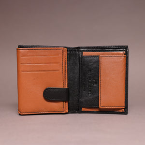 Biggs & Bane Men's Trifold Black & Tan Leather Wallet