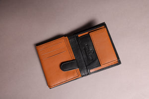 Biggs & Bane Men's Trifold Black & Tan Leather Wallet