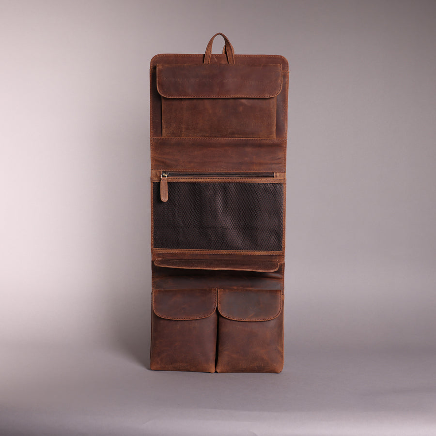 Woodbridge Brown Leather Hanging Wash Bag