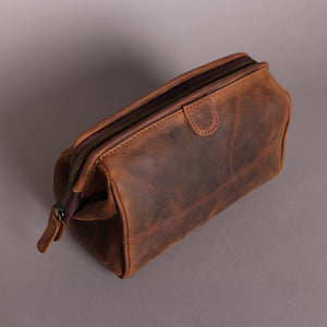 Woodbridge Brown Leather Wash Bag