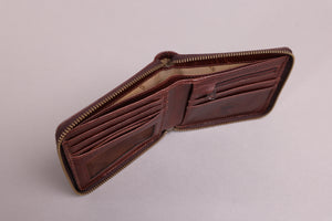 Redbrick Dark Brown Bifold Zip Around Leather Wallet