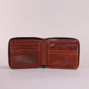 Redbrick Cognac Bifold Zip Around Leather Wallet