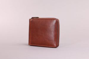 Redbrick Cognac Bifold Zip Around Leather Wallet