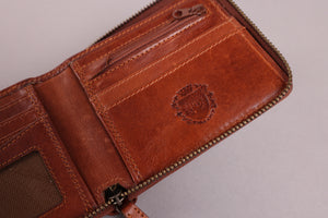 Redbrick Cognac Bifold Zip Around Leather Wallet