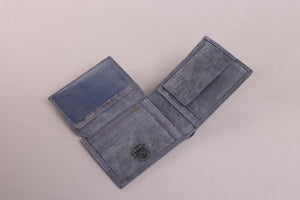 Redbrick Men's Bifold Flower Embossed Navy Hunter Leather Wallet With Coin Pocket