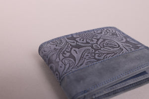 Redbrick Men's Bifold Flower Embossed Navy Hunter Leather Wallet With Coin Pocket