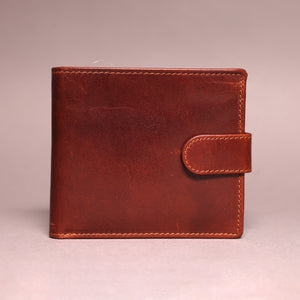 Woodbridge Men's Bifold Dark Tan Leather Wallet With Coin Pocket