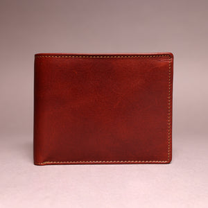 Woodbridge Men's Bifold Dark Tan Leather Wallet With Big Coin Pocket