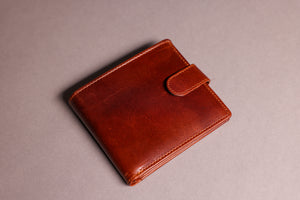 Woodbridge Men's Bifold Dark Tan Leather Wallet With Coin Pocket