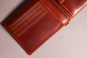 Woodbridge Men's Bifold Dark Tan Leather Wallet With Coin Pocket