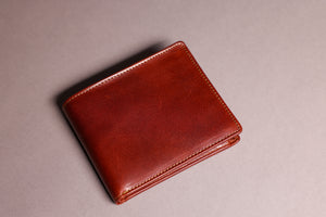 Woodbridge Men's Bifold Dark Tan Leather Wallet With Big Coin Pocket