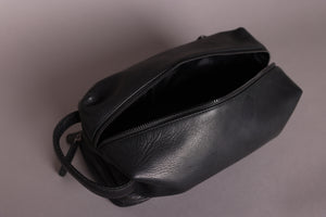 Woodbridge Black Leather Wash Bag