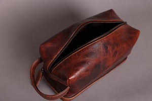 Woodbridge Brown Leather Wash Bag