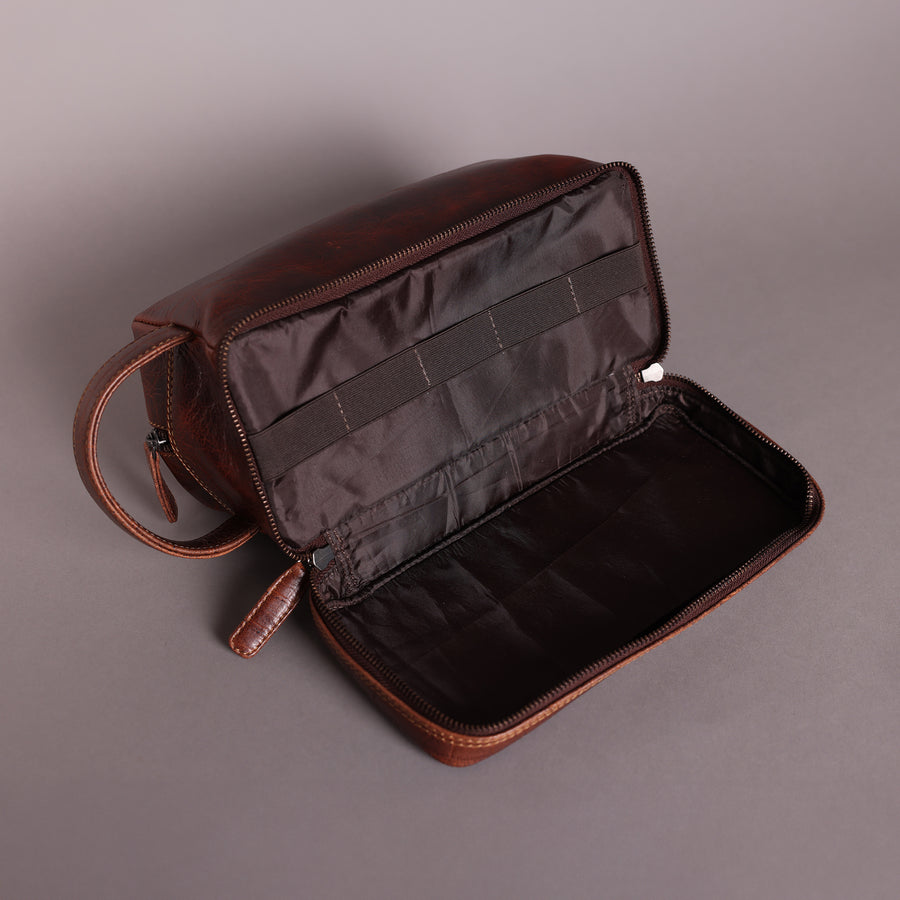 Woodbridge Brown Leather Wash Bag